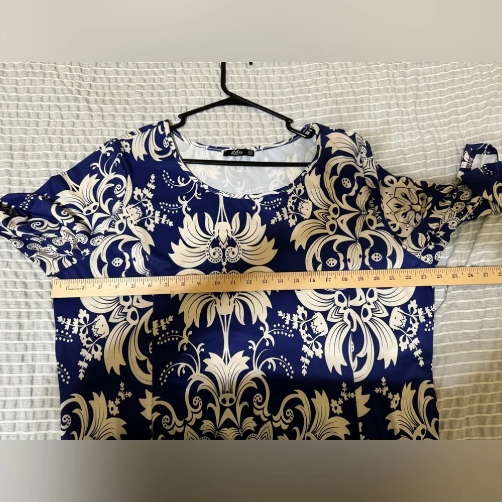 Lily by Firmiana Blue White Plus Size Dress Sz 2XL - Picture 7 of 8